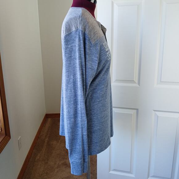 '47 Seattle Seahawks Colorblock Henley Large long sleeve blue grey button crew - Picture 5 of 12